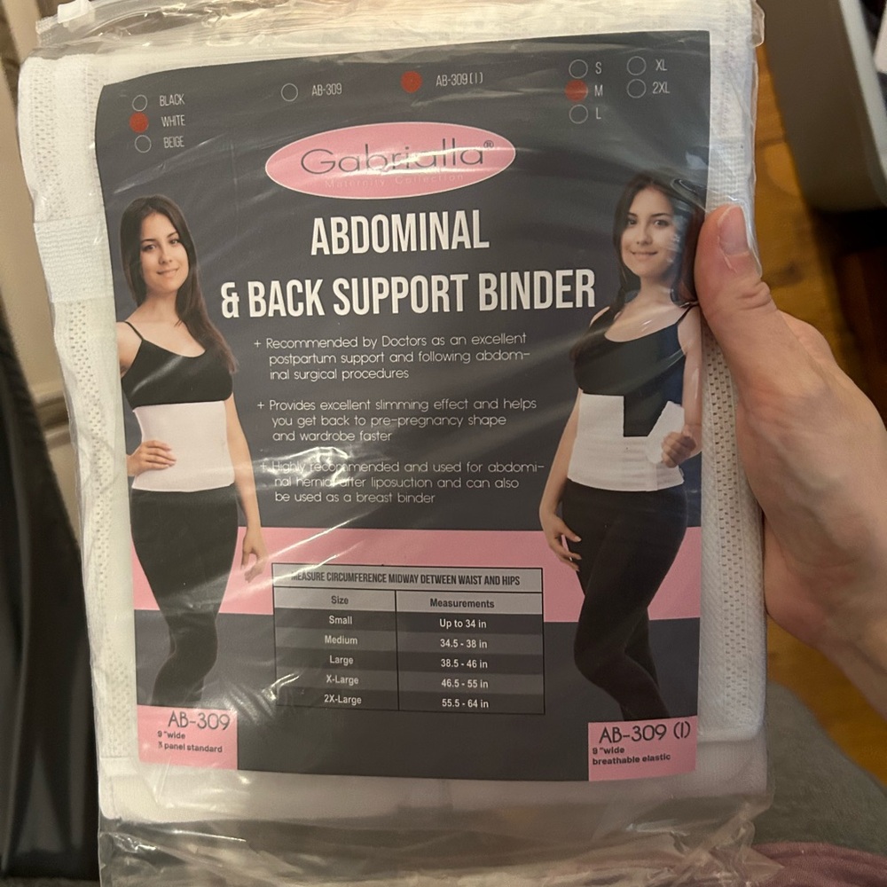 Mlle Gabrielle Abdominal & Back Support Binder - Black and White